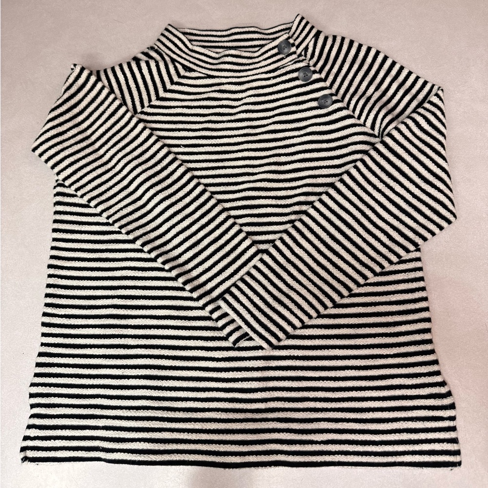 LOFT Black and White Striped Knit Top